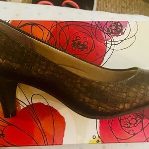 Elegant Bronze Croc Heels